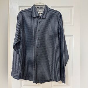 Joseph Abboud XL Button Up Shirt Blue Gray & Black Check